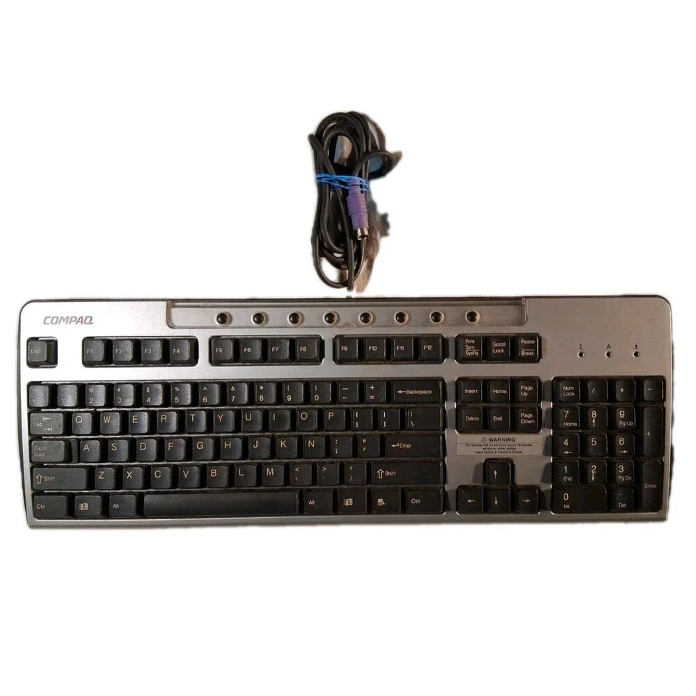 Computer Keyboard Compaq Multimedia PS2 Silver/Black PS/2 8 Hot Keys KB-0133
